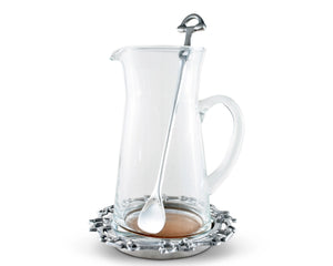 Arthur Court Pitcher Set Including Mixing Spoon and Custom Trivet