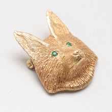 Brooch 18 kt Yellow Gold with Emerald Eyes Fox Mask Form