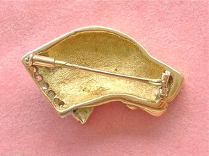 Brooch Hound Head Profile 18 kt Yellow Gold Platinum & Diamond Collar French Provenance
