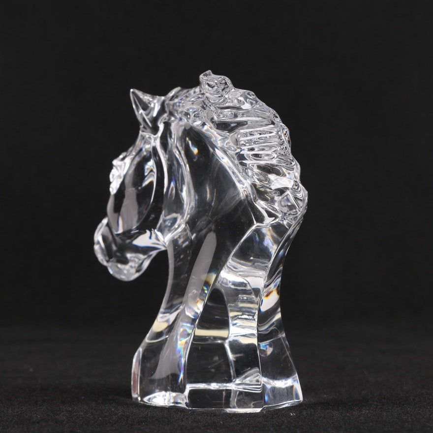 Baccarat Crystal Horsehead Figure Estate Piece French France