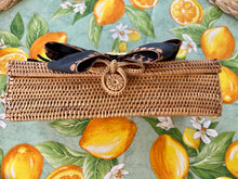 Bag Woven Clutch Bag with Bow and Fox Mask Embellishment