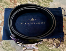 Belt Black MacKenzie and George with Silver Tone Fox Mask