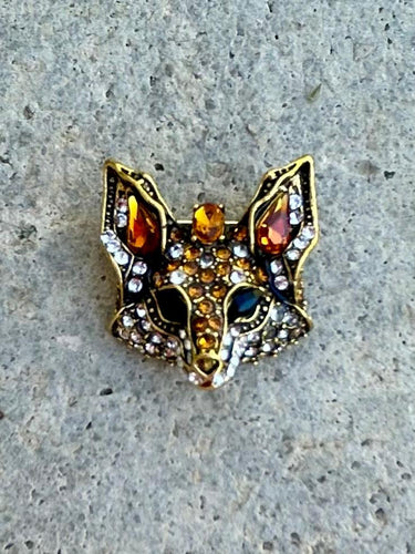 Brooch Fox Mask Multi-faceted Stones