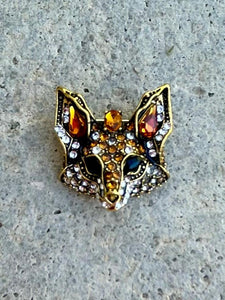 Brooch Fox Mask Multi-faceted Stones