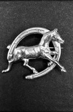 Brooch Vintage Horseshoe and Running Horse Sterling Silver