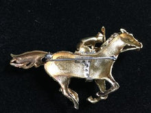 Pendant 18 kt Gold and Diamond Enamel Race Horse and Jockey Form Known Provenance