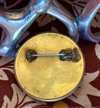 Brooch Rosette Fox Hunter Taking a Fence with Hounds