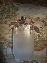 Flask Etched Glass with Polo Scene