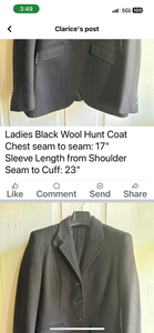 Coat Ladies Lasta Brand Hunt Melton Black Heavy Weight Size 4-6 US