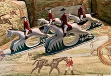 Napkin Rings Vintage Bone China Mounted Fox Hunters on Gray Horses