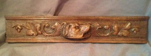 Architectural Element Oak Panel Hunting Dog with Oak Leaves and Acorns English