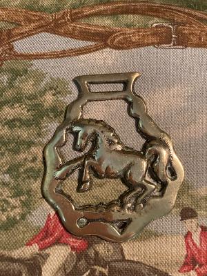 Brasses Vintage English Horse Rampant Form in Fluted Frame