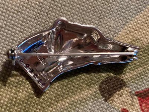 Brooch Sterling Silver Greyhound or Lurcher Profile Form with Ruby Collar