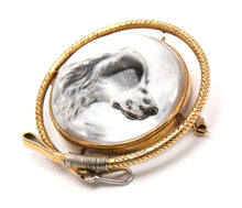 Brooch - Magnificent Estate English Springer Spaniel Reverse Carved Crystal Brooch Set in 14kt Yellow Gold