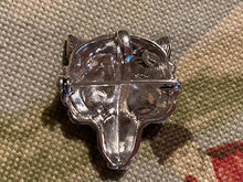 Brooch or Pendant Fox Mask Sterling Silver and Emeralds