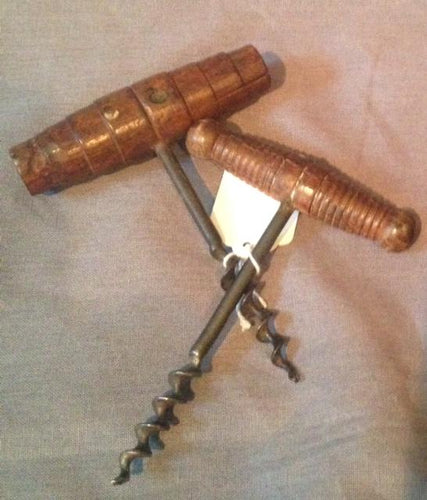 Corkscrew - Antique English - Wood and Metal - Set of Two
