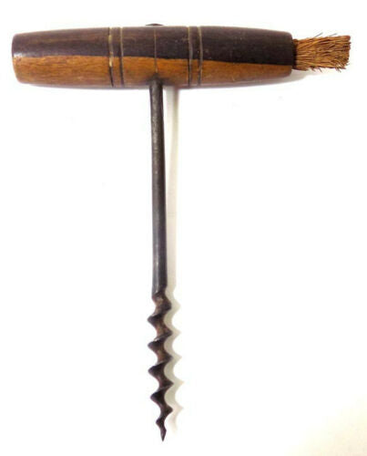 Corkscrew - Wooden Handle with Natural Bristle Brush