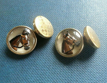 Cuff Links Horse Bust Reverse Intaglio Painted Crystals Set in Gold Wash