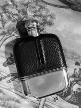 Flask Vintage Gentlemen Sterling Silver Glass and Leather