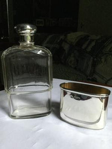 Flask Antique Sterling Beveled Glass London England Hallmarked