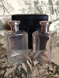 Flasks Sterling Silver and Glass Travel Set Asprey Jewelers London 1930