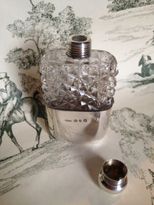Flask Ladies Sterling Silver and Glass Birmingham England 1895