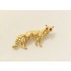 Brooch 14kt Yellow Gold Standing Fox with Ruby Eyes