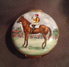 Crummles and Company Porcelain and Enamel Round Box Jockey with Interior Polo Player
