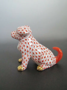 Herend Sitting Puppy Rust Fishnet with Gold Paws