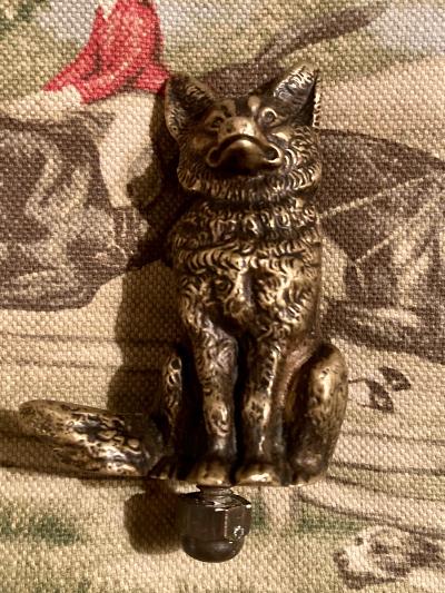 Hood Ornament Vintage Sitting Antiqued Brass Fox