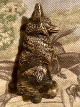 Hood Ornament Vintage Sitting Antiqued Brass Fox
