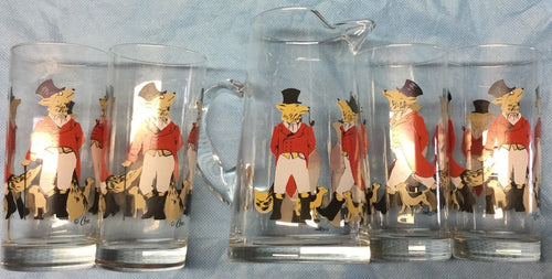 Pitcher and Glasses Snooty Fox Set - Vintage