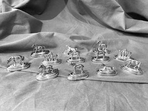 Place Card Holders 12 Figural Horses in Six Poses Sterling Silver Vintage to Antique