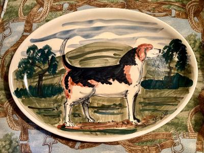 Platter Vintage Hand Painted Senior Fox Hound