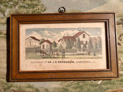 Art Print Framed Residence of Dr. J. S. Ferguson Harristown ILL