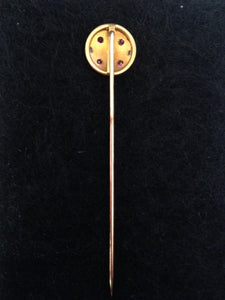 Stick Pin or Hat Pin 14 kt Yellow Gold with Diamonds and Rubies