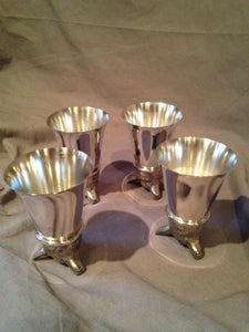 Stirrup Cup Set with Fox Head Base Form by the Leonard Silver Company Set of Four