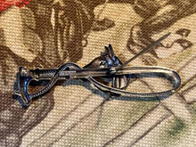 Stock Pin Vintage Sterling Silver Hunt Whip Form with Horse Bust Profile