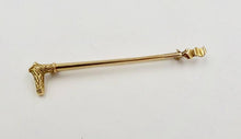 Stock Pin Vintage 14kt Yellow Gold 2 5/8" Hunt Whip Form