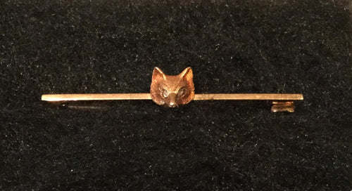 Stock Pin Vintage 15 ct Rose Gold with Diamond Eyes Fox Mask