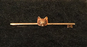 Stock Pin Vintage 15 ct Rose Gold with Diamond Eyes Fox Mask