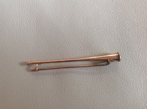 Stock Pin English Victorian to Edwardian Period Rose Gold 15 ct Hunting Horn Form