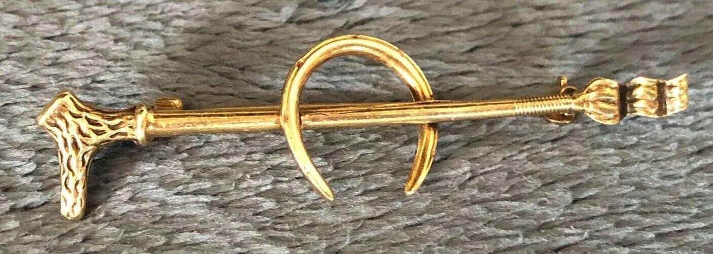 Stock Pin Vintage 14kt Yellow Gold in Hunt Whip and Horseshoe Form
