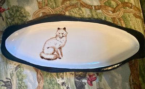 Tray Hand Crafted Porcelain with Fox Enhancement