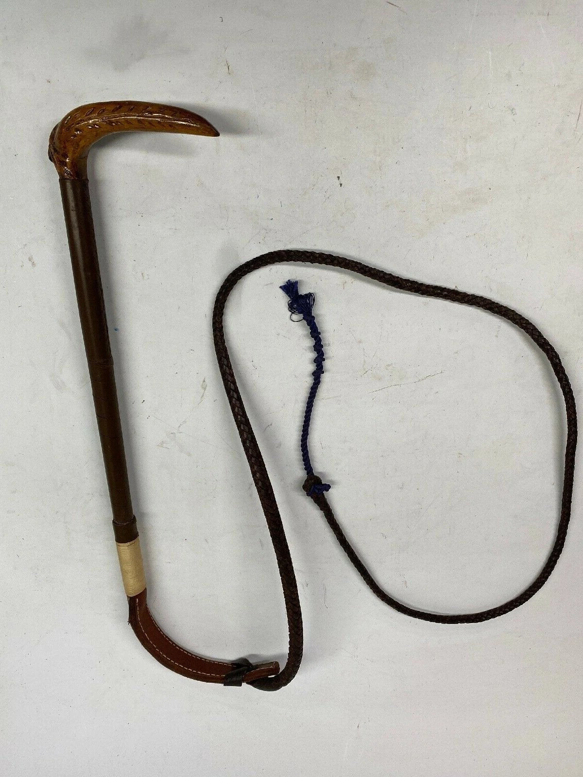 Whip Gentleman's Vintage Leather and Horn With Thong and Popper