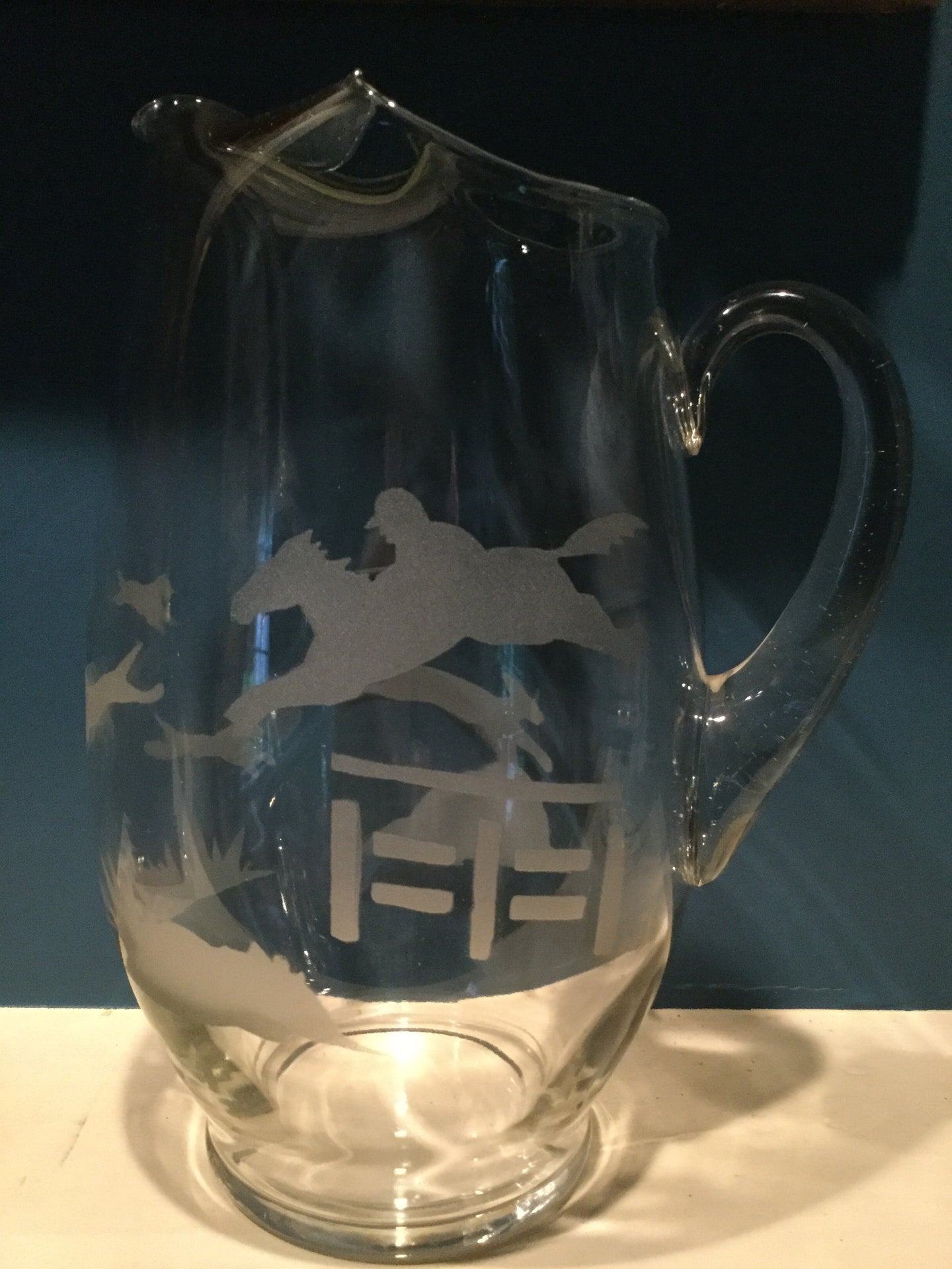 Pitcher - Etched Glass of Fox Hunt