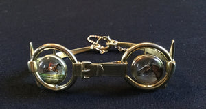 Bracelet Hinged and Buckle Form14 kt Yellow Gold with Two Reverse Intaglio Crystals